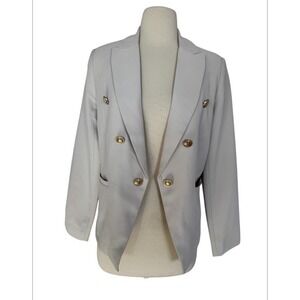 BROADWAY 38‎ WOMEN'S IVORY TEXTURED DOUBLE BREASTED BLAZER GOLD BUTTON SZ SMALL